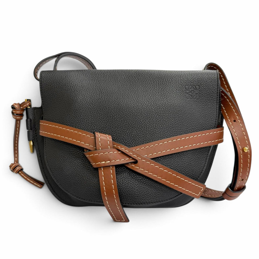 Excellent LOEWE Shoulder Bag GATE BAG Anagram Leather Crossbody black Women