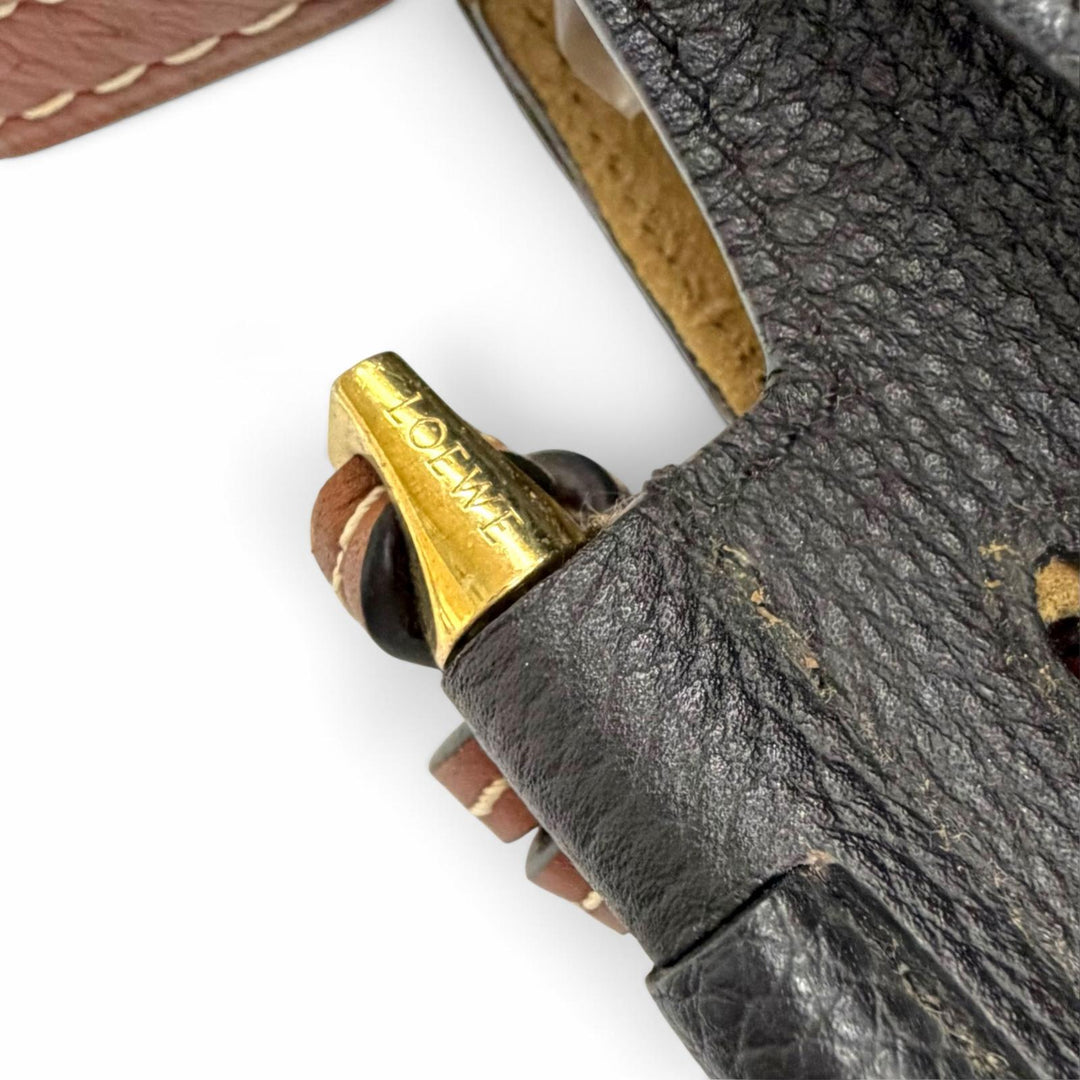 Excellent LOEWE Shoulder Bag GATE BAG Anagram Leather Crossbody black Women