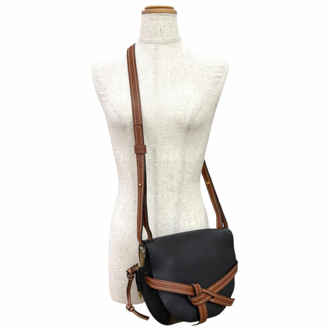 Excellent LOEWE Shoulder Bag GATE BAG Anagram Leather Crossbody black Women