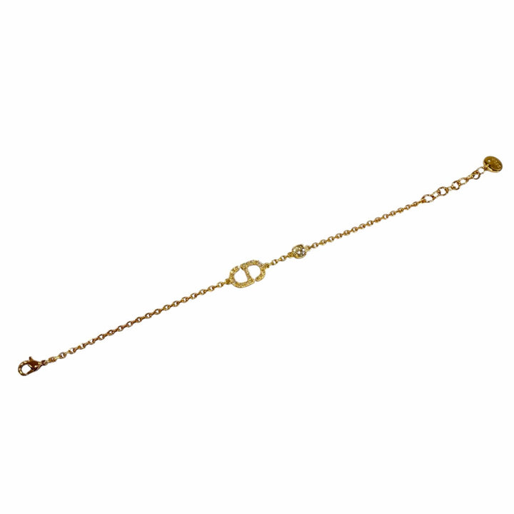 Pristine DIOR Petit CD Bracelet Crystal rhinestone accessories gold metal Women