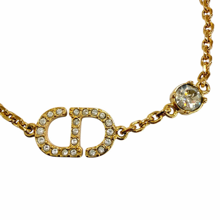 Pristine DIOR Petit CD Bracelet Crystal rhinestone accessories gold metal Women