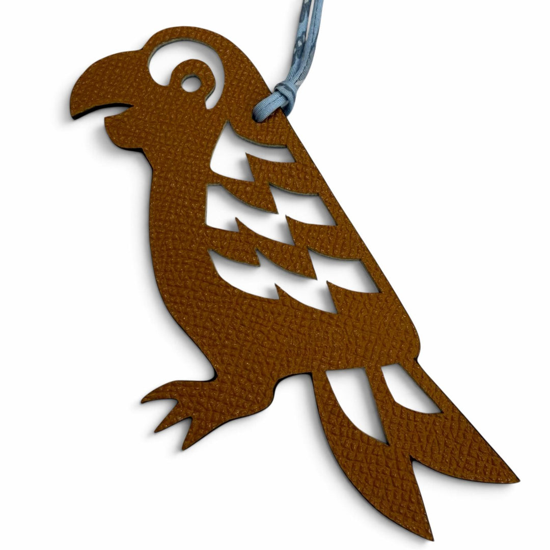 Pristine HERMES Bag charm Petit H Parrot blue leather Women