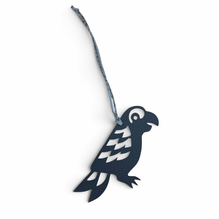 Pristine HERMES Bag charm Petit H Parrot blue leather Women