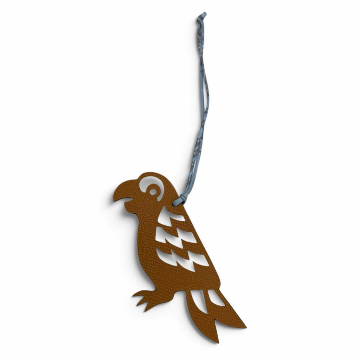 Pristine HERMES Bag charm Petit H Parrot blue leather Women
