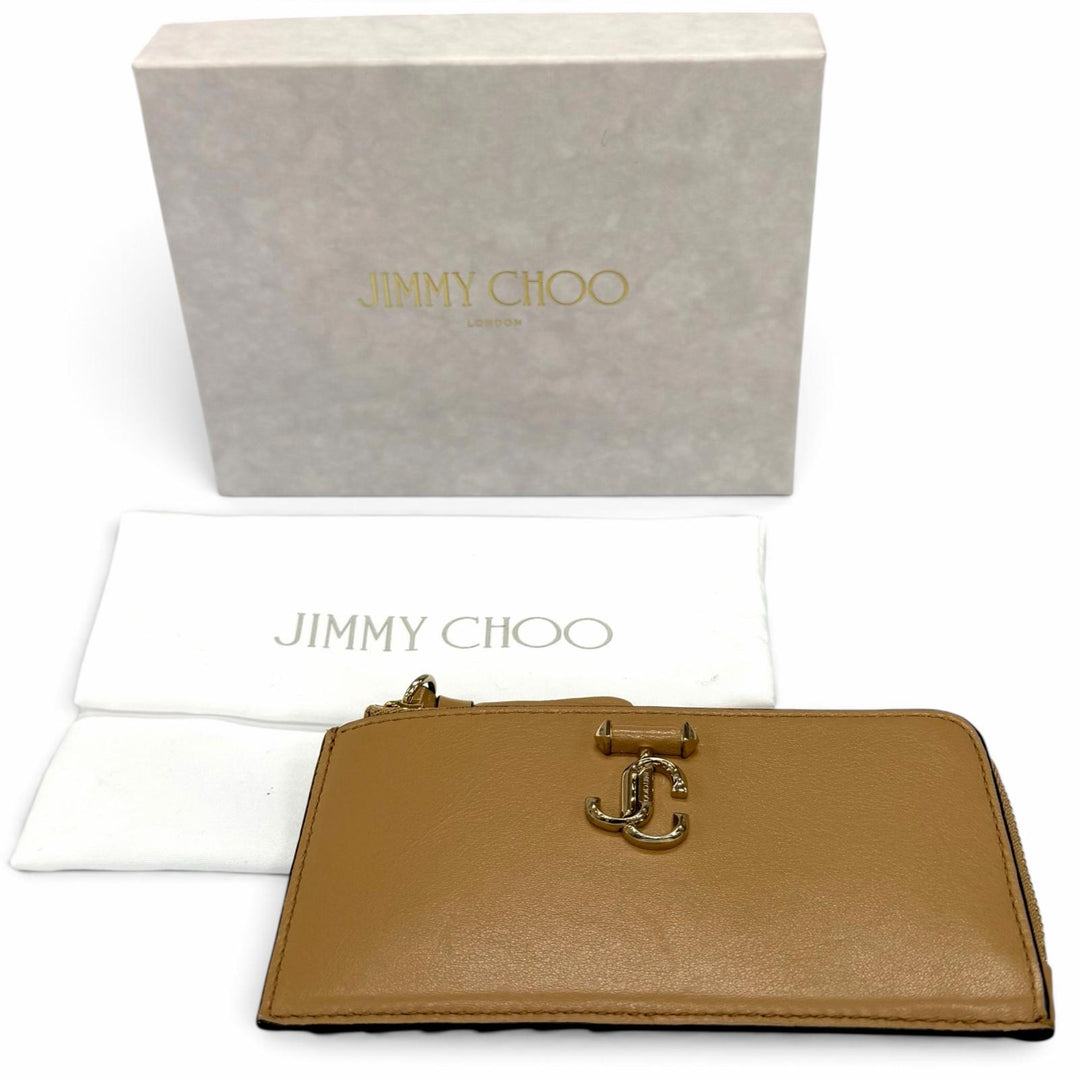 Pristine JIMMY CHOO Coin case JCB LANTI Logo Leather Fragment Case Pass Case