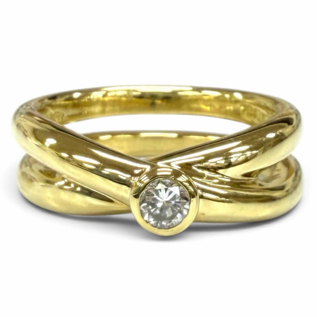 Great TIFFANY&Co. Ring ring cross diamond Yellow Gold 750(YG) Women