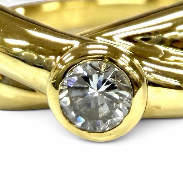Great TIFFANY&Co. Ring ring cross diamond Yellow Gold 750(YG) Women