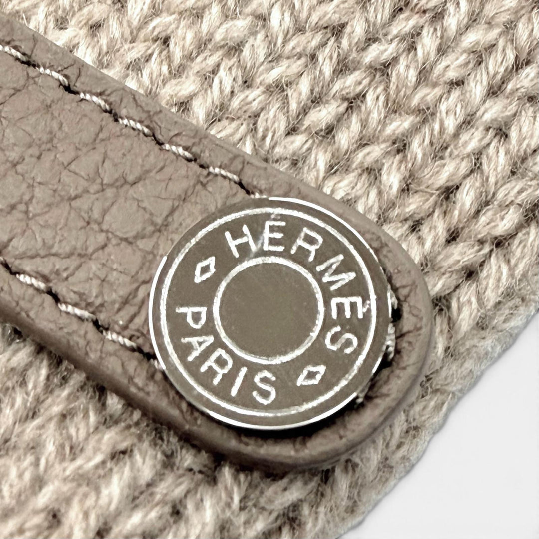 Pristine HERMES gloves Lionel 2-Way Clou de Selle Sellier Button beige cashmere