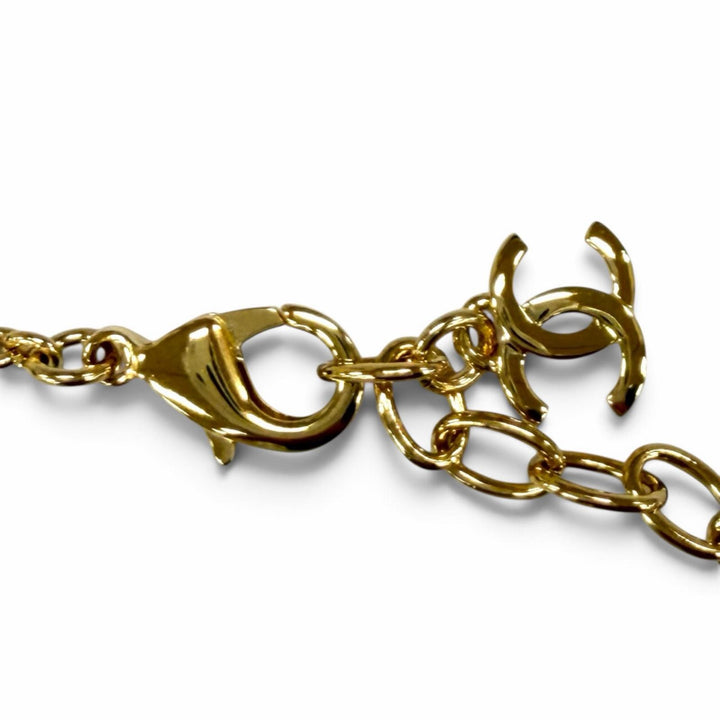 Excellent CHANEL Necklace COCO Mark Heart Pendant gold Women I26P