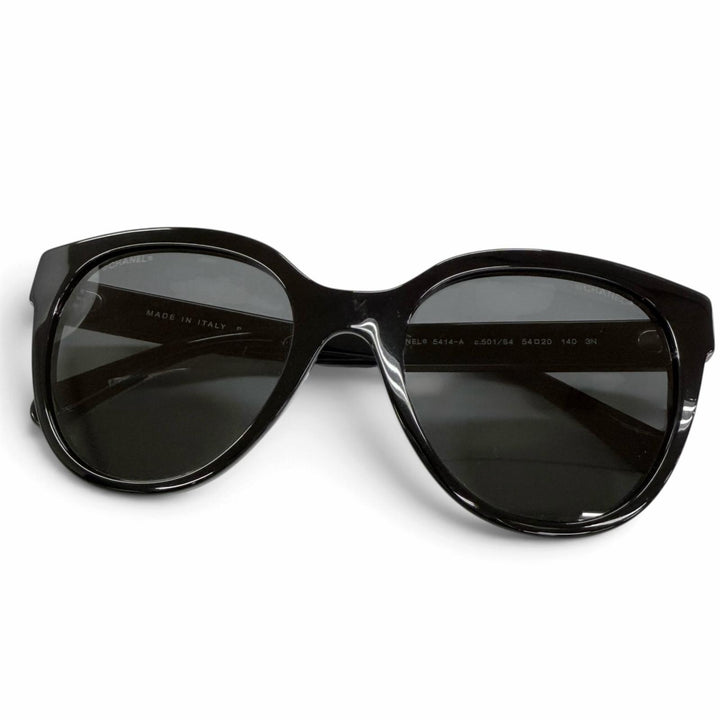 Excellent CHANEL sunglasses Logo COCO Mark black Women 5414-A