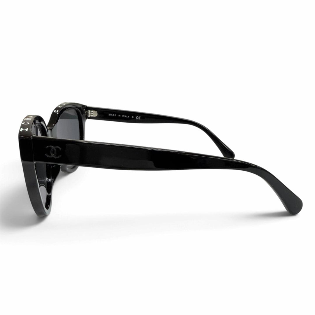 Excellent CHANEL sunglasses Logo COCO Mark black Women 5414-A