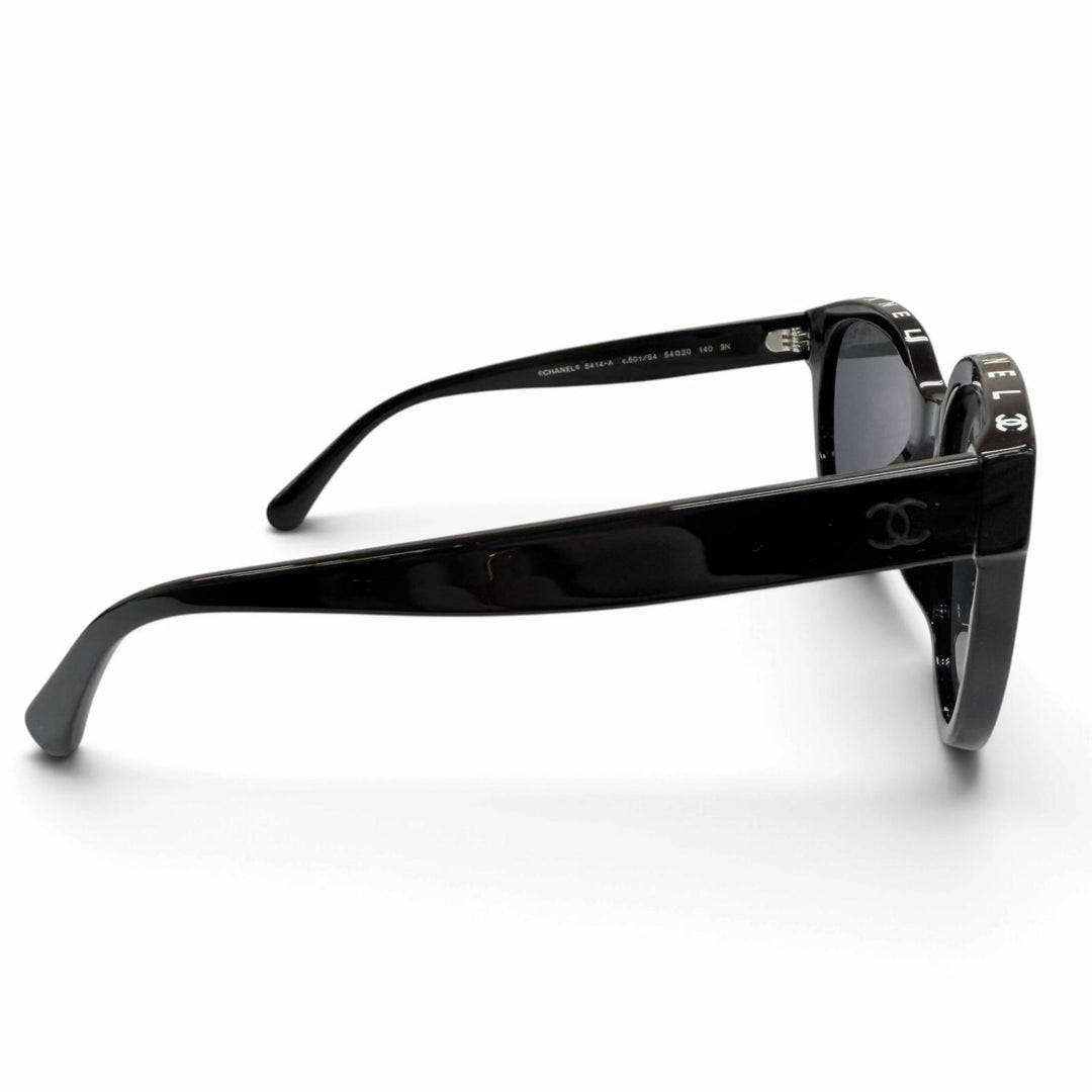 Excellent CHANEL sunglasses Logo COCO Mark black Women 5414-A