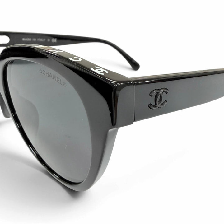 Excellent CHANEL sunglasses Logo COCO Mark black Women 5414-A