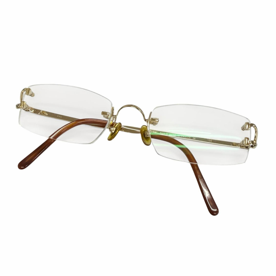 Great Cartier Glasses 2C Decor Square Rimless Two-Point gold mens