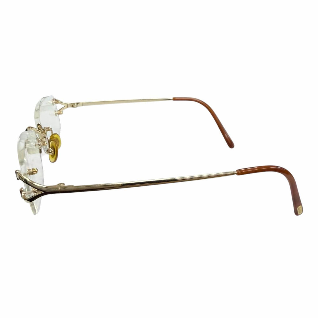 Great Cartier Glasses 2C Decor Square Rimless Two-Point gold mens