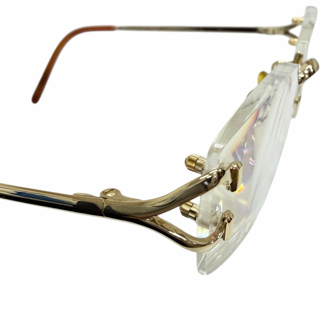 Great Cartier Glasses 2C Decor Square Rimless Two-Point gold mens