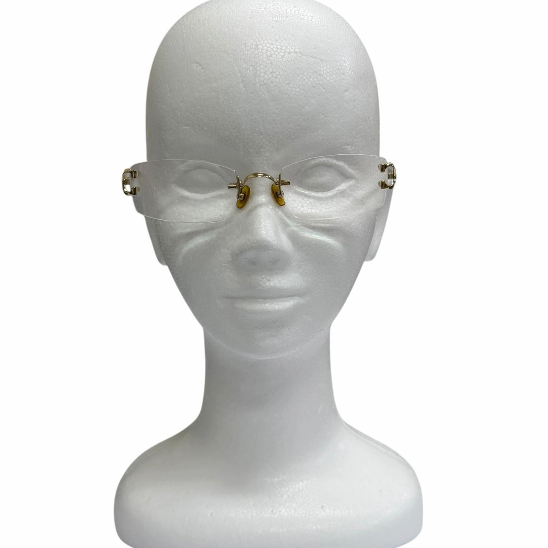 Great Cartier Glasses 2C Decor Square Rimless Two-Point gold mens