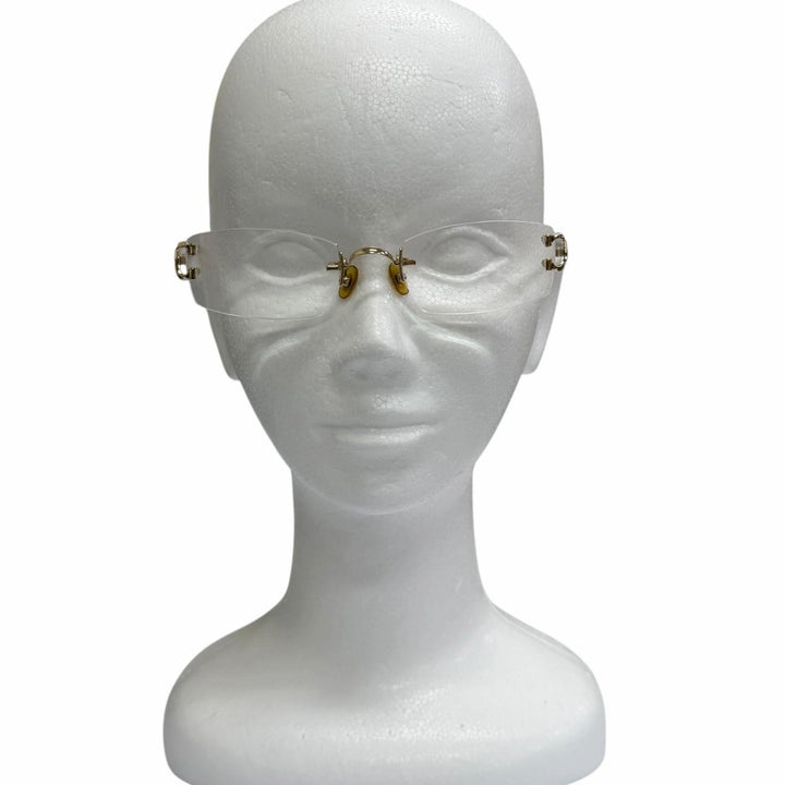 Great Cartier Glasses 2C Decor Square Rimless Two-Point gold mens