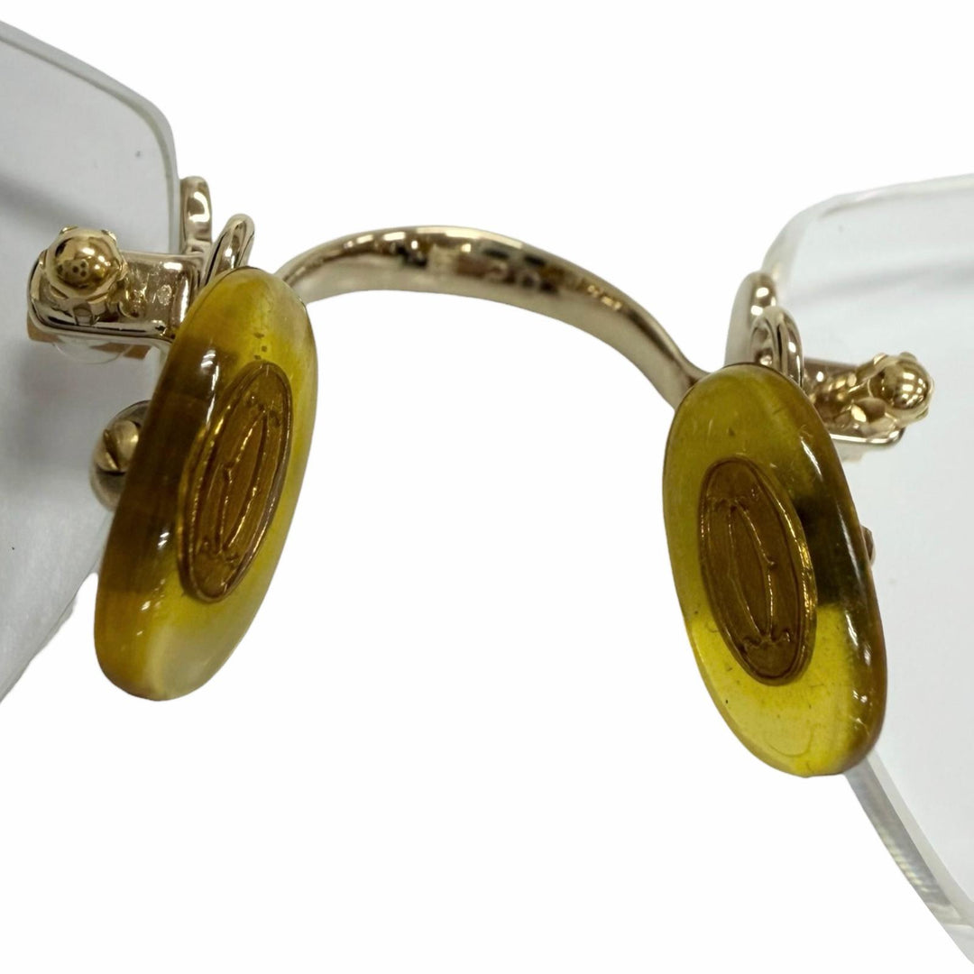 Great Cartier Glasses 2C Decor Square Rimless Two-Point gold mens