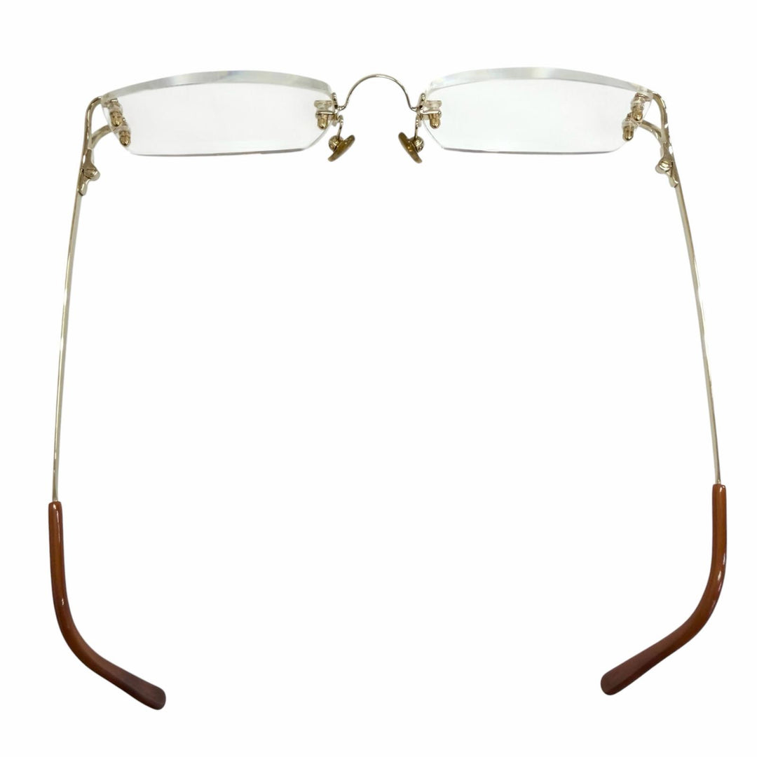 Great Cartier Glasses 2C Decor Square Rimless Two-Point gold mens