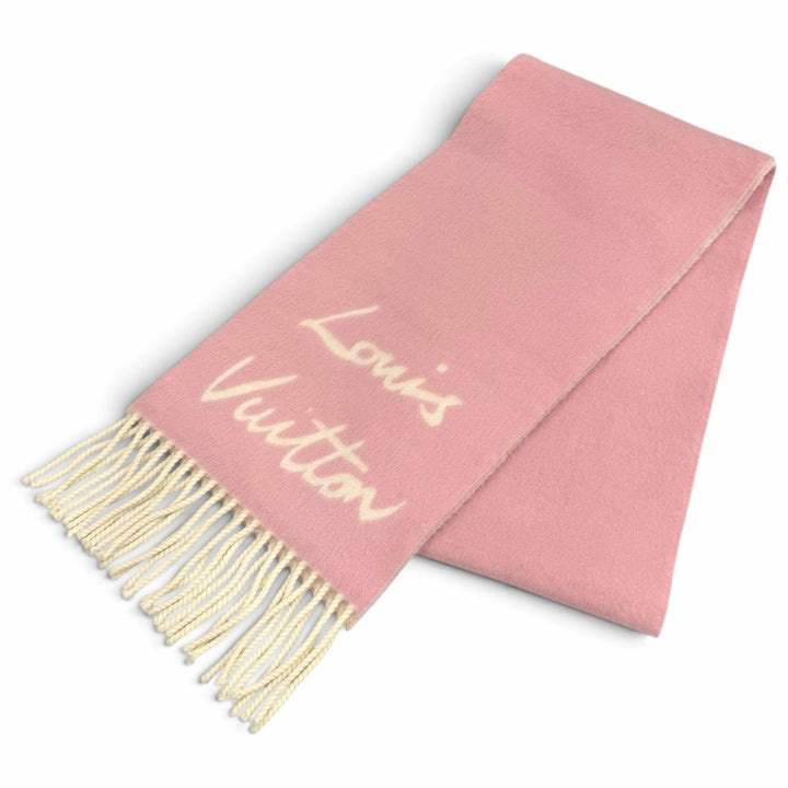 Great LOUIS VUITTON Scarf Muffler Fluffygram fringe pink wool Women M94797