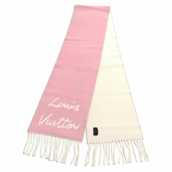 Great LOUIS VUITTON Scarf Muffler Fluffygram fringe pink wool Women M94797