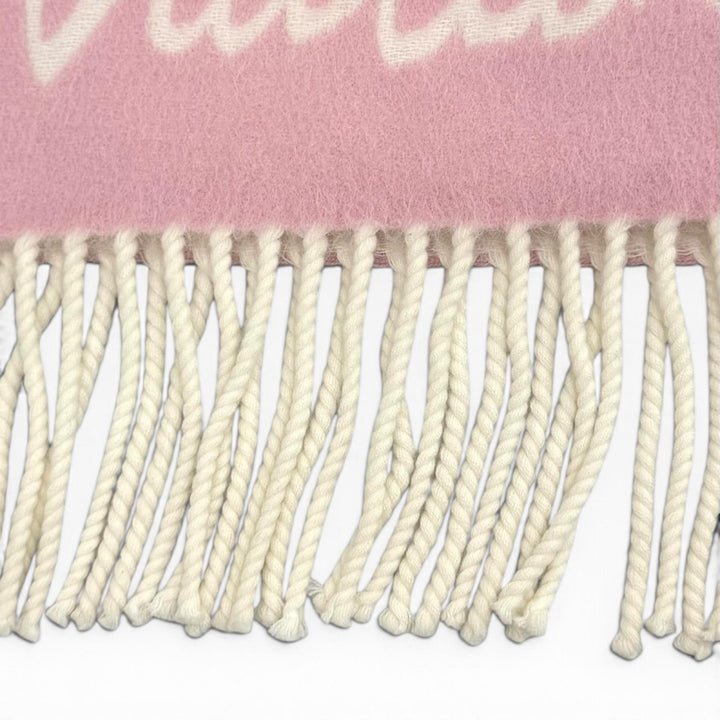 Great LOUIS VUITTON Scarf Muffler Fluffygram fringe pink wool Women M94797
