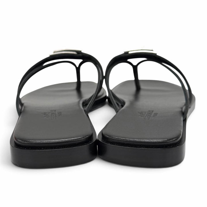 Pristine HERMES Sandals Sandal Miss kelly buckle black leather Women 37