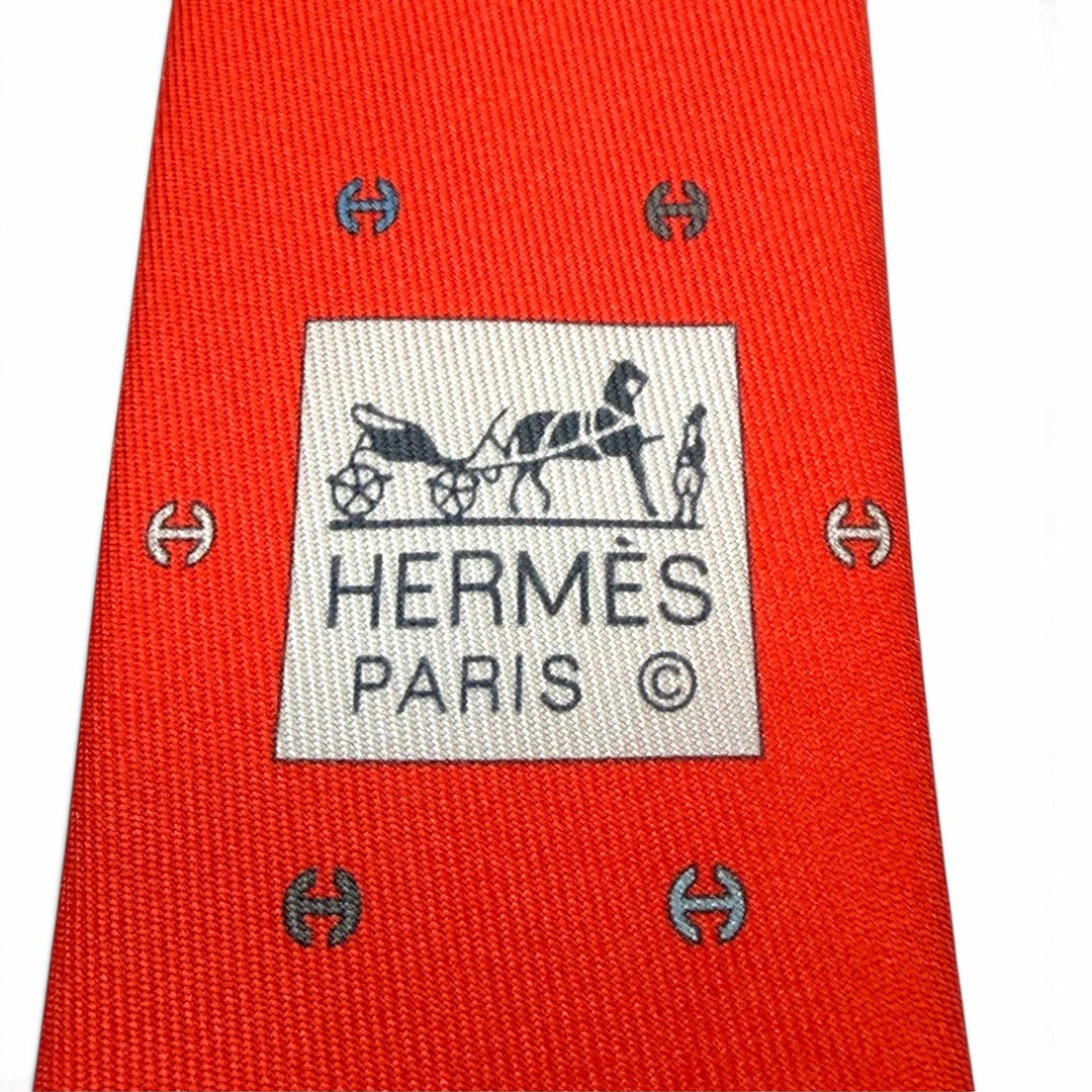 Pristine HERMES tie H tonneau silk mens 006342T