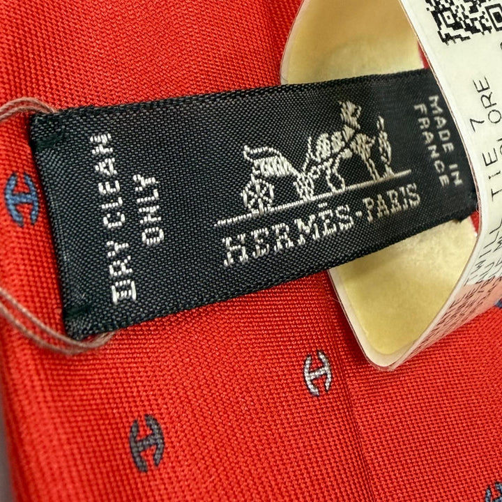 Pristine HERMES tie H tonneau silk mens 006342T