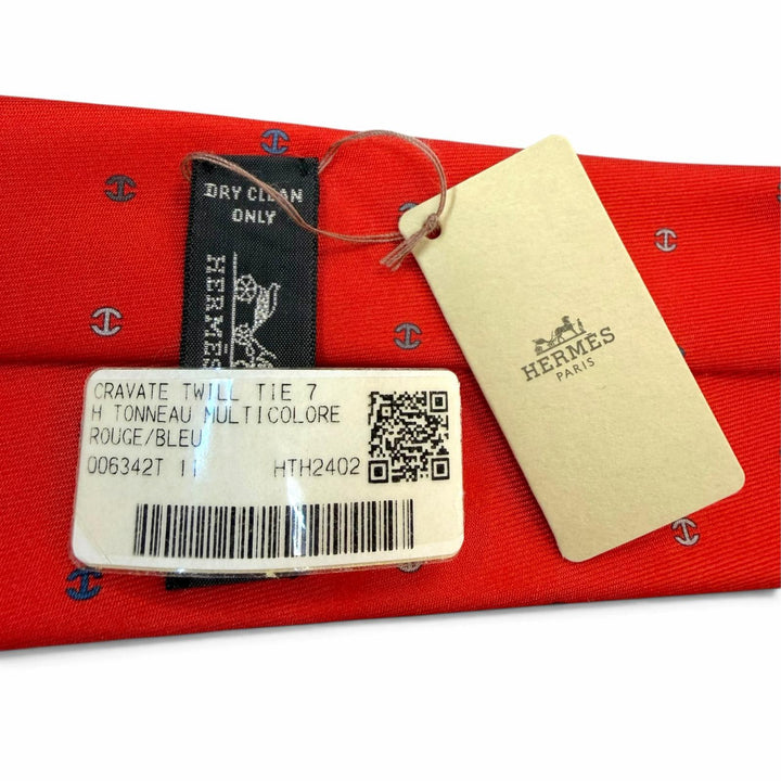 Pristine HERMES tie H tonneau silk mens 006342T