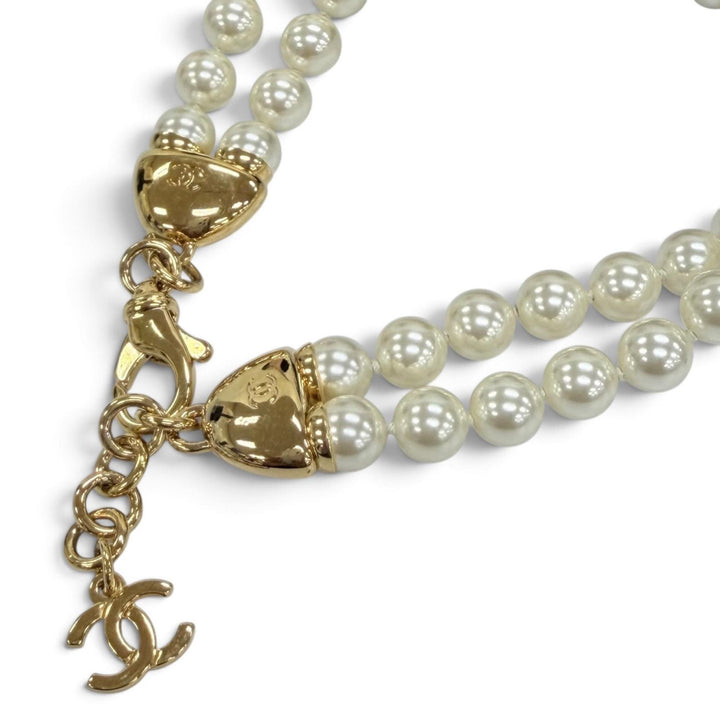 Great CHANEL Sandals COCO Mark Rhinestone Eco Pearl Chain black 35 G45813
