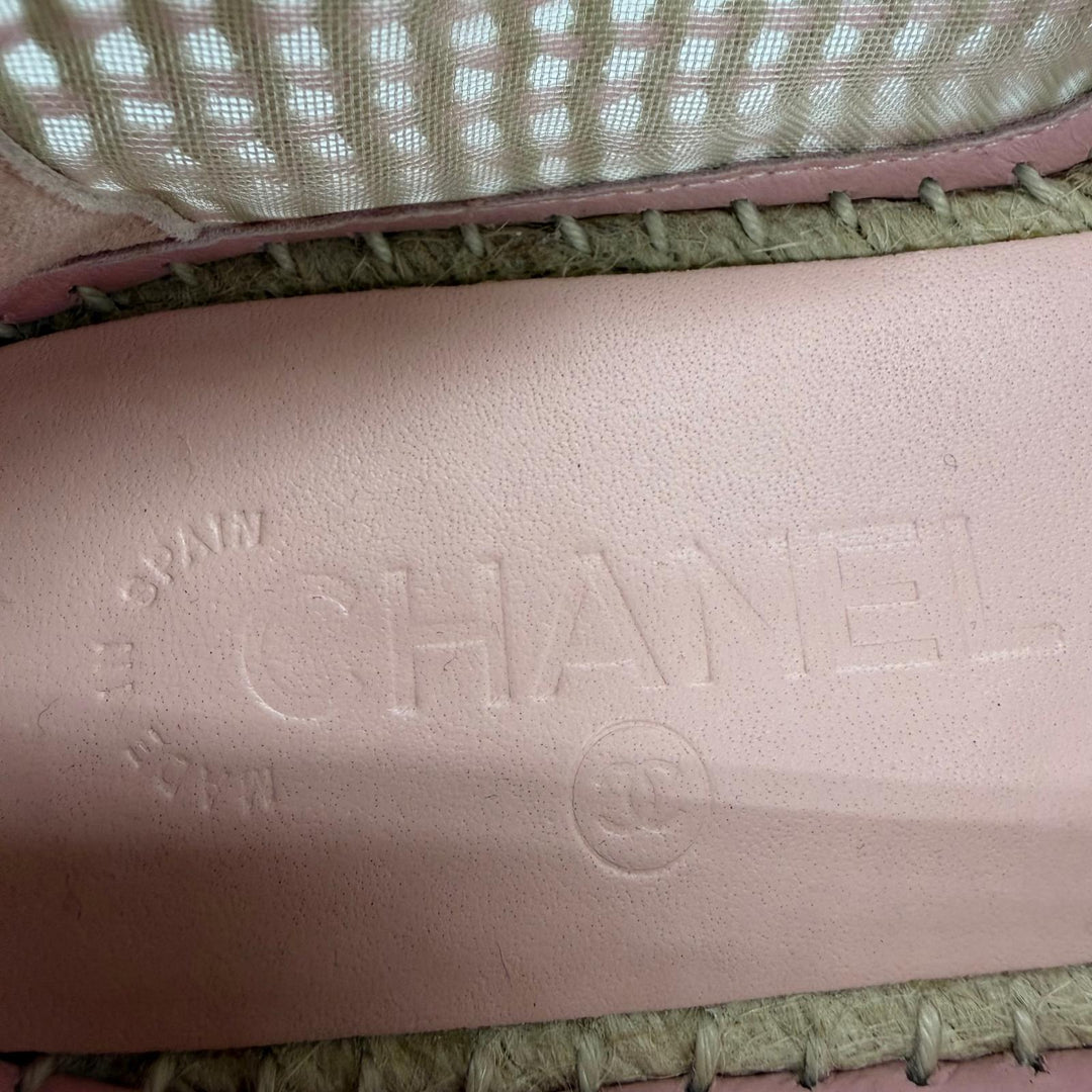 Excellent CHANEL Slip-on COCO Mark espadrilles pink leather Women 38 21P G37302