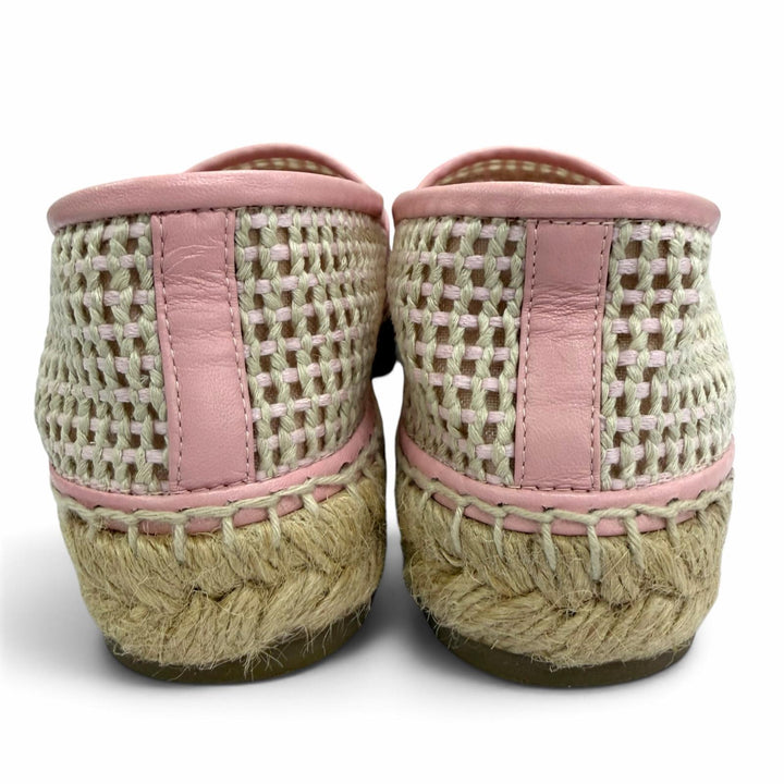 Excellent CHANEL Slip-on COCO Mark espadrilles pink leather Women 38 21P G37302