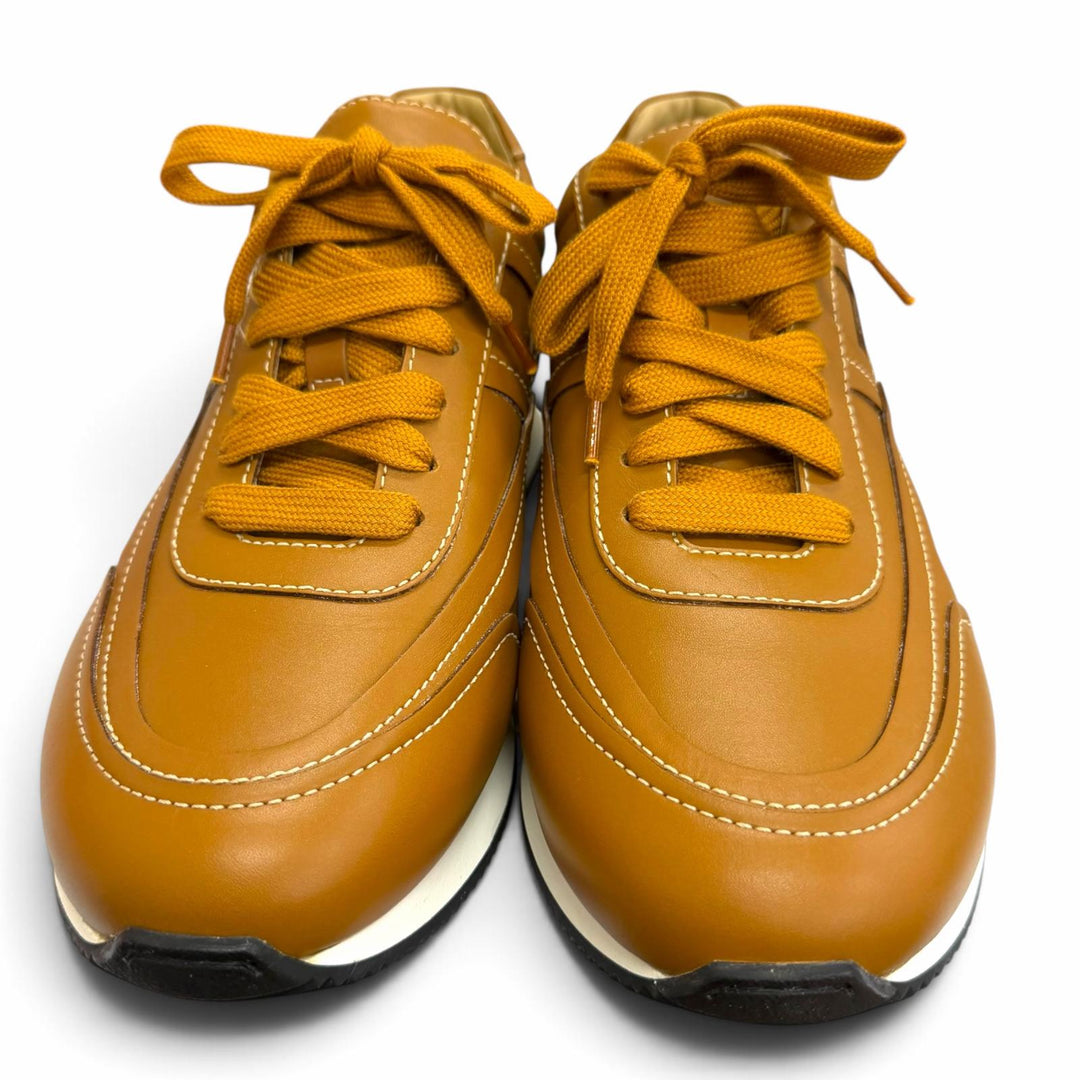 Pristine HERMES Low cut sneakers Chris Chris H logo Brown leather mens 41