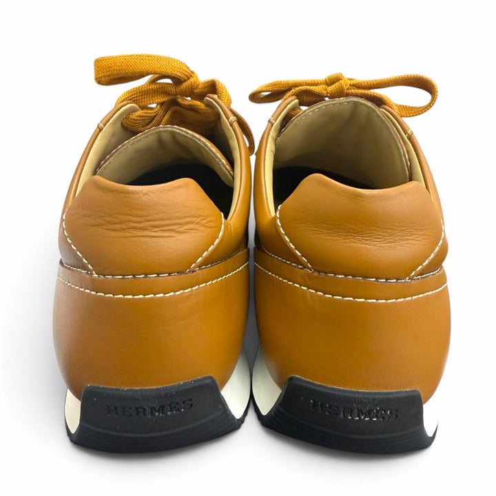 Pristine HERMES Low cut sneakers Chris Chris H logo Brown leather mens 41