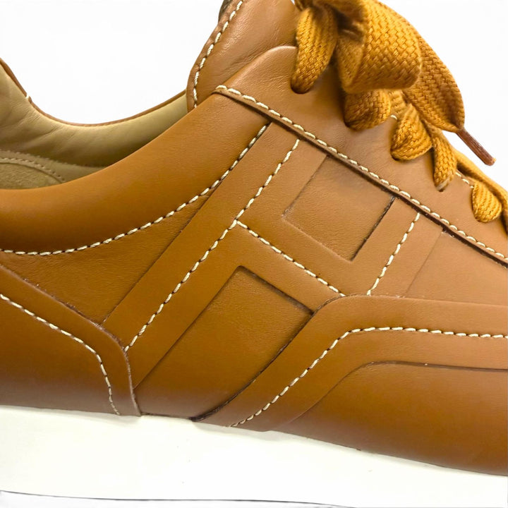 Pristine HERMES Low cut sneakers Chris Chris H logo Brown leather mens 41