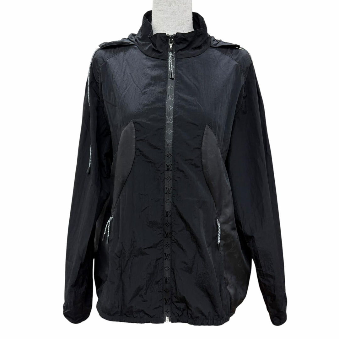Great LOUIS VUITTON Nylon jacket Monogram Hooded black Nylon Women IT 42
