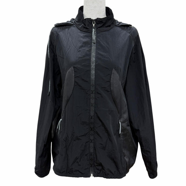 Great LOUIS VUITTON Nylon jacket Monogram Hooded black Nylon Women IT 42
