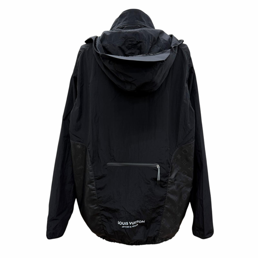 Great LOUIS VUITTON Nylon jacket Monogram Hooded black Nylon Women IT 42