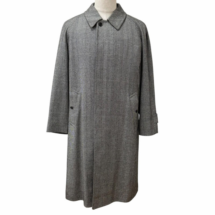Great Burberrys coat Herringbone Stripe Pattern Cashmere Blend Charcoal
