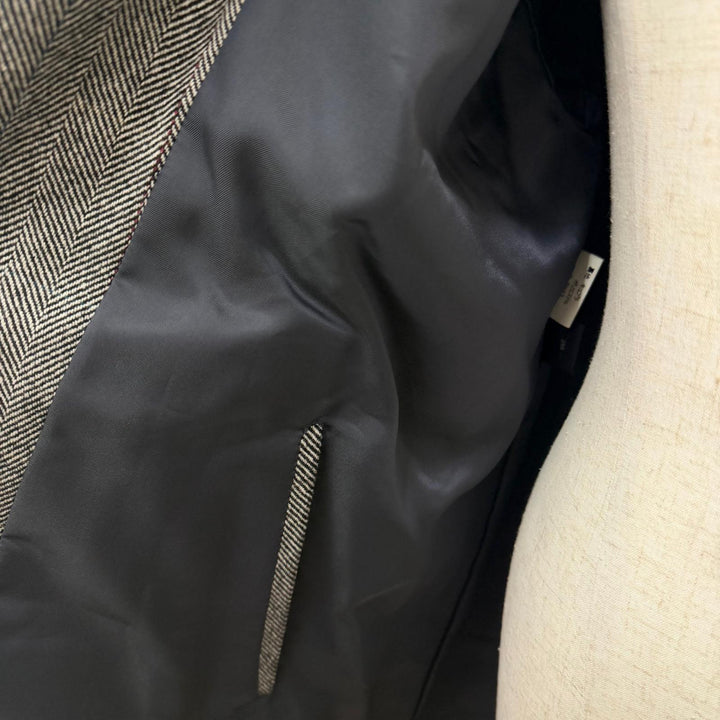 Great Burberrys coat Herringbone Stripe Pattern Cashmere Blend Charcoal