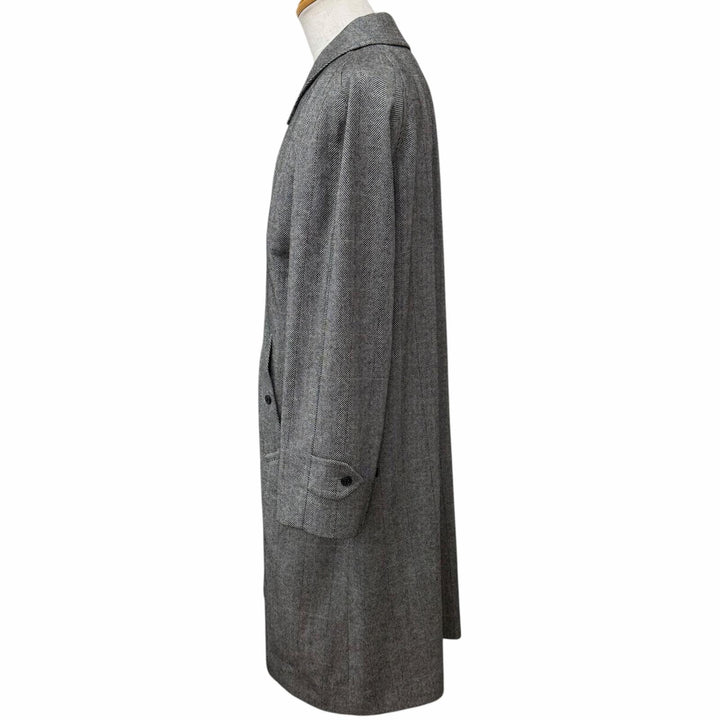 Great Burberrys coat Herringbone Stripe Pattern Cashmere Blend Charcoal