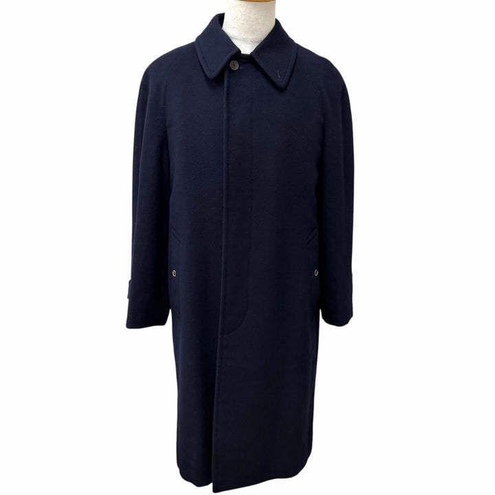 Very Good Burberrys coat fly front Navy cashmere mens L