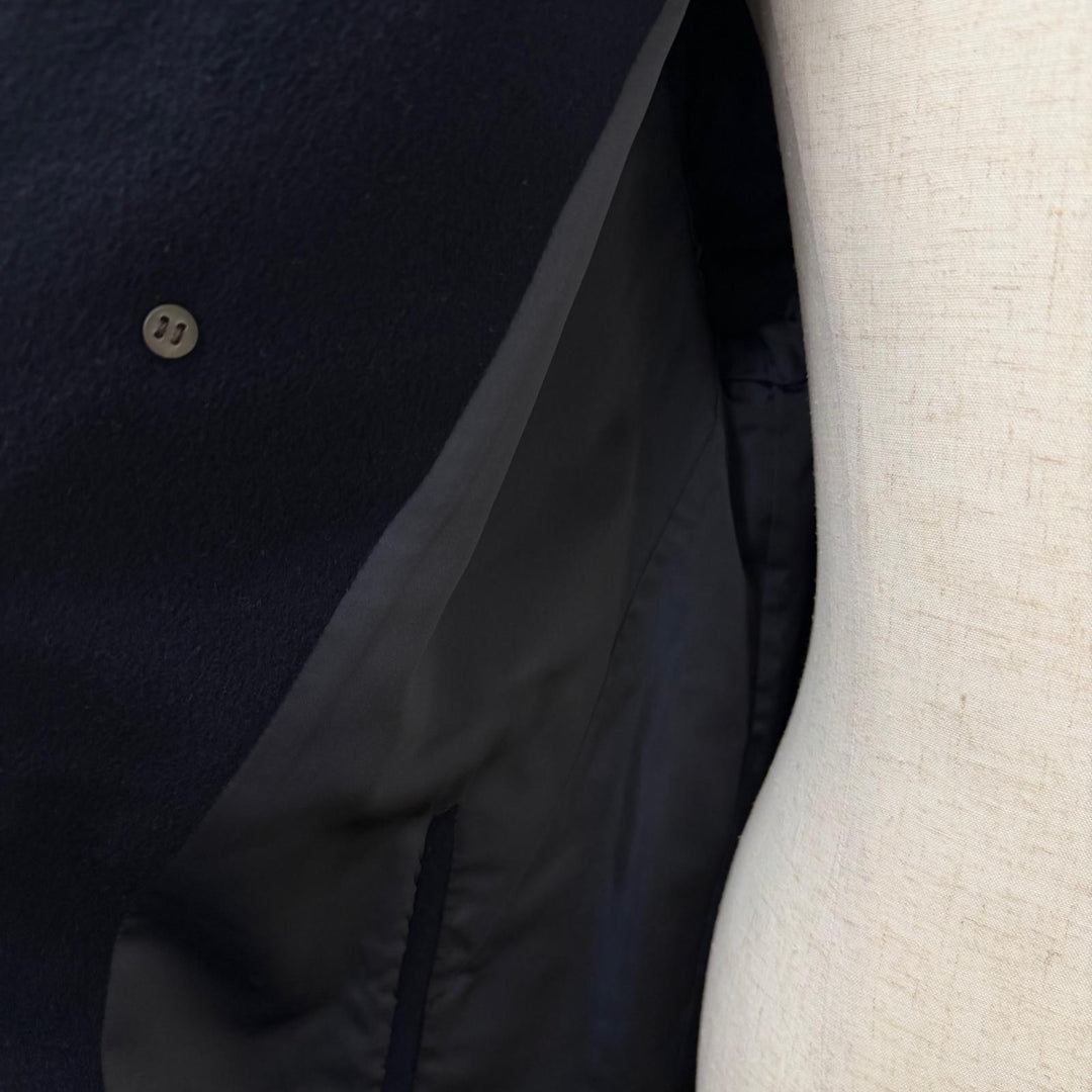 Very Good Burberrys coat fly front Navy cashmere mens L