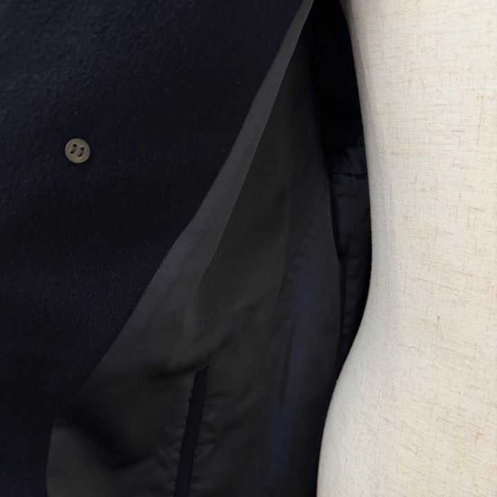 Very Good Burberrys coat fly front Navy cashmere mens L