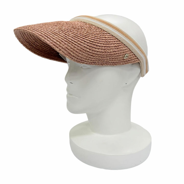 Excellent HELEN KAMINSKI Sun visor Gold Metal pink beige Raffia Women