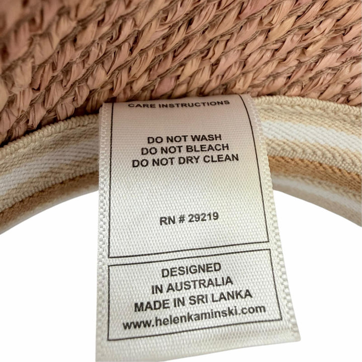 Excellent HELEN KAMINSKI Sun visor Gold Metal pink beige Raffia Women