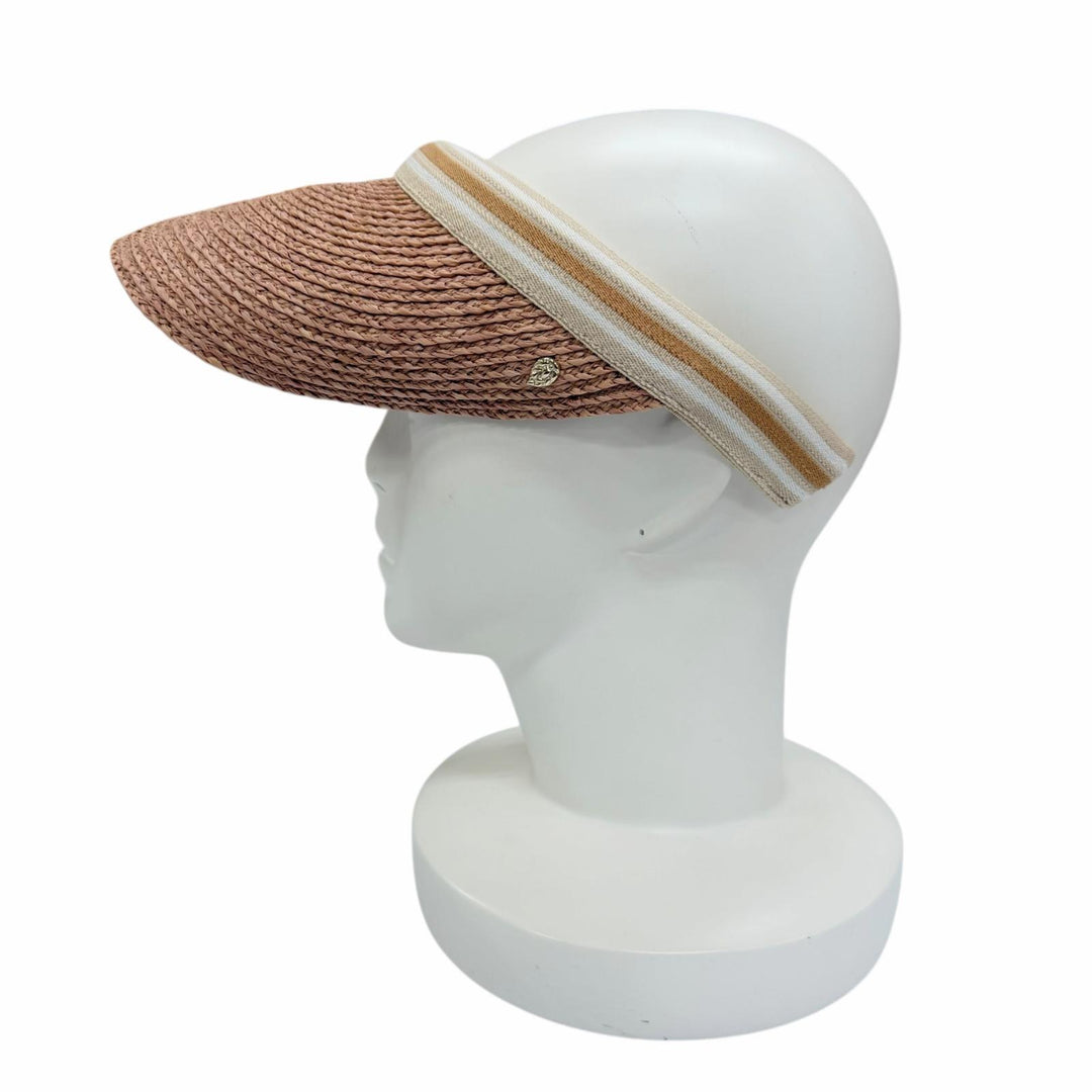 Excellent HELEN KAMINSKI Sun visor Gold Metal pink beige Raffia Women