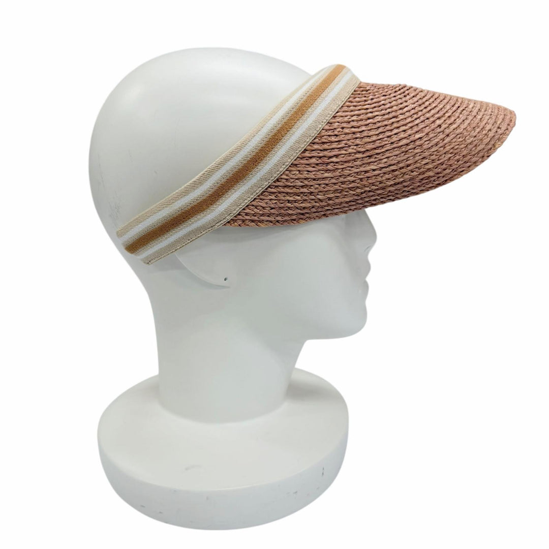 Excellent HELEN KAMINSKI Sun visor Gold Metal pink beige Raffia Women